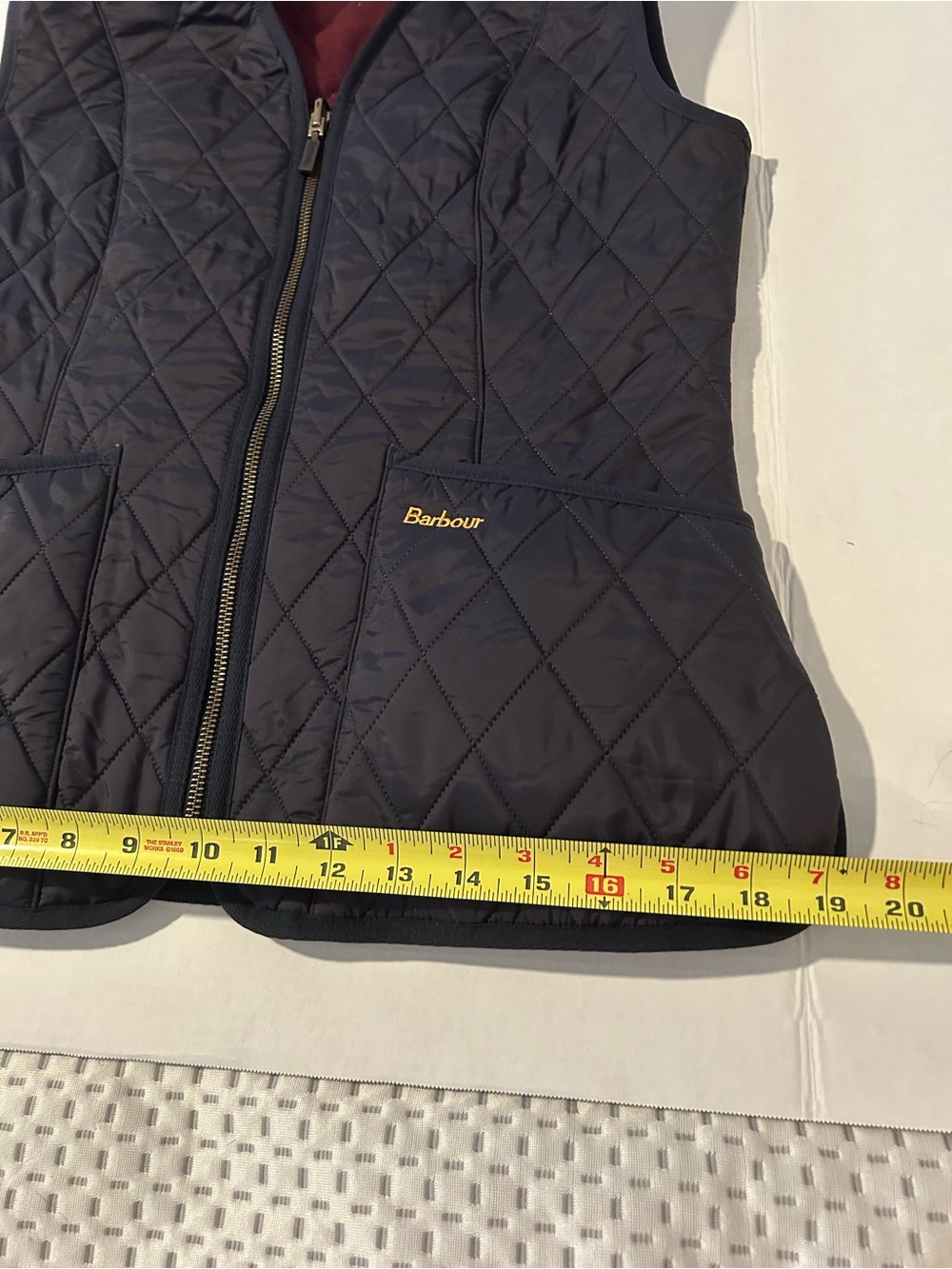 Barbour Betty Fleece Lined Quilted Vest Gilet Navy Burgundy US 6 UK10 Equestrian - Picture 5 of 10